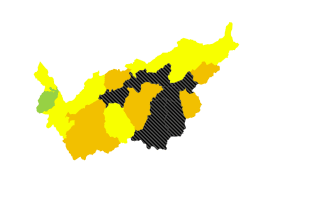 Carte du risque général d’incendie de forêt dans les régions du Valais